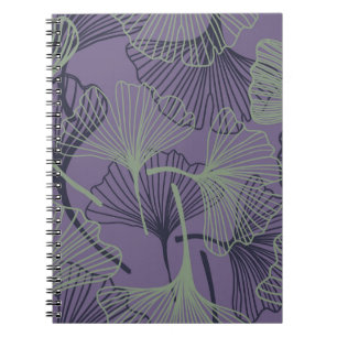 Caderno Espiral Gingko biloba: padrão de colheita de abstrato.