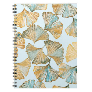 Caderno Espiral Gingko deixa aquarela padrão sem costura