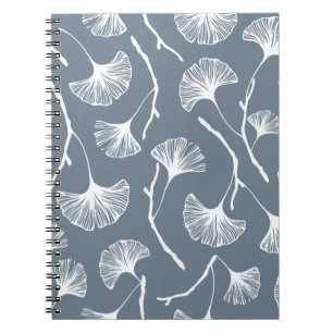 Caderno Espiral Ginkgo biloba leaves seamless pattern