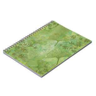 Caderno Espiral Ginkgo Leaves Foliage Green Colors Background