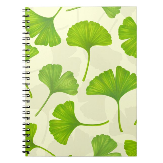 Caderno Espiral Ginkgo pattern on off white (Frente)