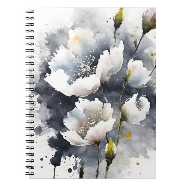 Caderno Espiral Gipsófila - Flores de aquarela (Frente)