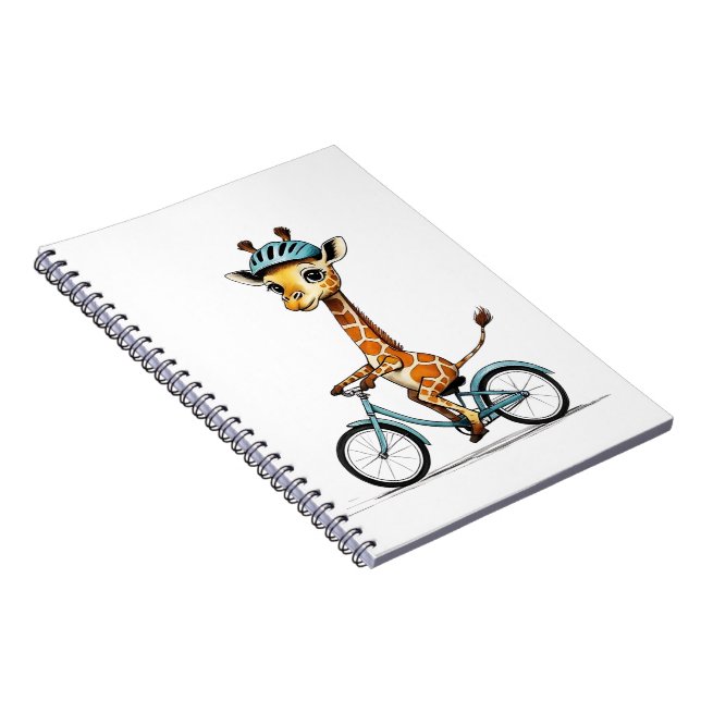 Caderno Espiral Girafa andando de bicicleta – Arte a lápis desenha (Lado Direito)