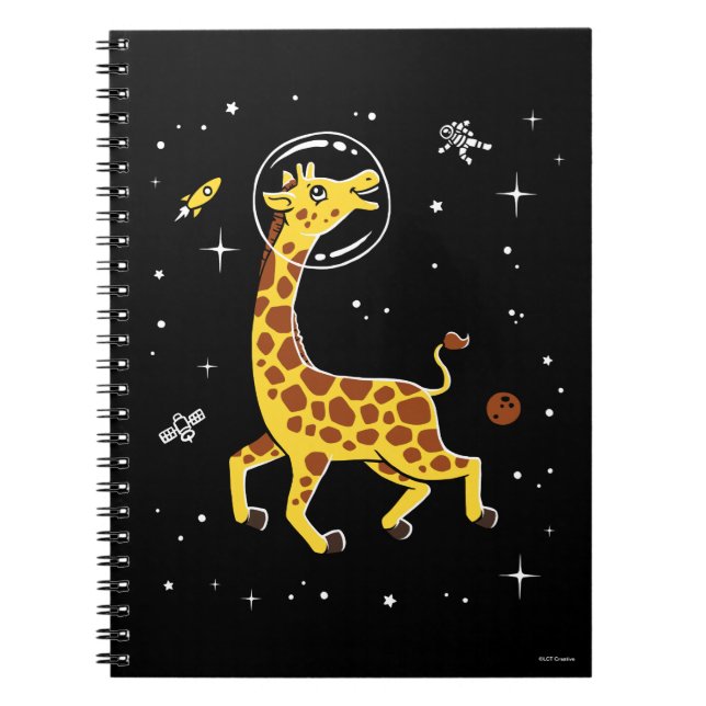 Caderno Espiral Girafa Animais No Espaço (Frente)