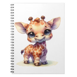 Caderno Espiral Girafa-bebê bonitinha de água