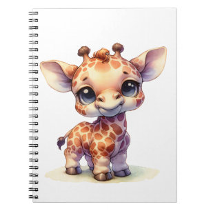 Caderno Espiral Girafa-bebê bonitinha de água