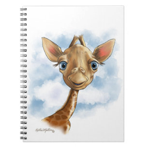 Caderno Espiral Girafa Bebê Fofo Desenho Animado