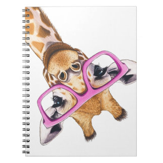 Caderno Espiral Girafa com Óculos Rosa Foto Espiral