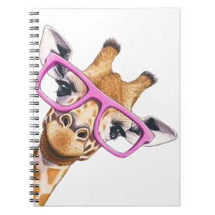 Caderno Espiral Girafa com Óculos Rosa Foto Espiral
