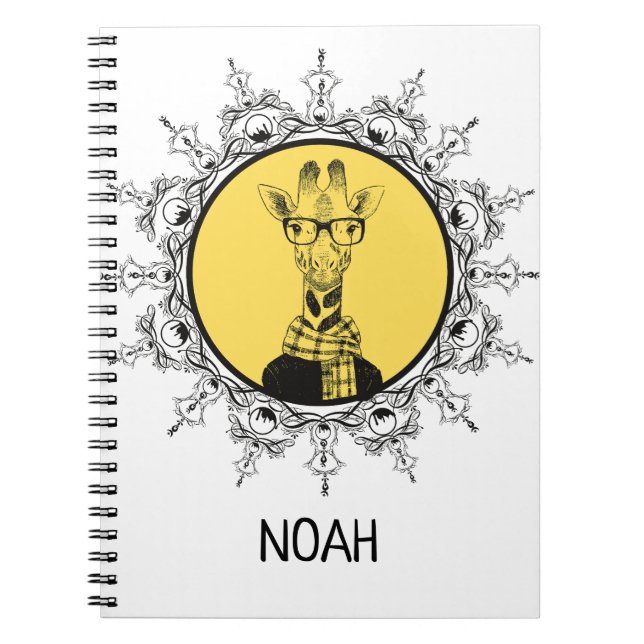 Caderno Espiral Girafa de Geek Personalizado (Frente)