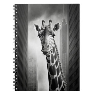 Caderno Espiral Girafa em uma paisagem urbana