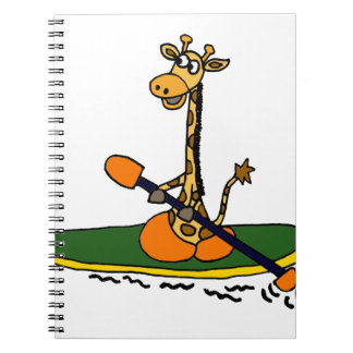 Caderno Espiral Girafa engraçado no caiaque