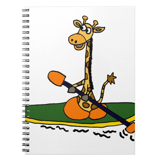 Caderno Espiral Girafa engraçado no caiaque (Frente)