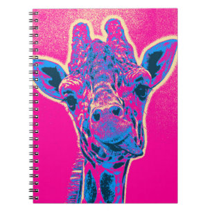 Caderno Espiral Girafa engraçado que cola para fora sua língua