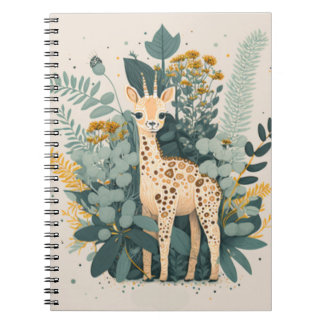 Caderno Espiral Girafa floral bonita