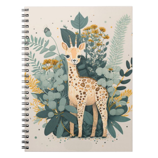 Caderno Espiral Girafa floral bonita (Frente)