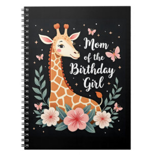 Caderno Espiral Girafa Mãe da Rapariga de Aniversário que Correspo