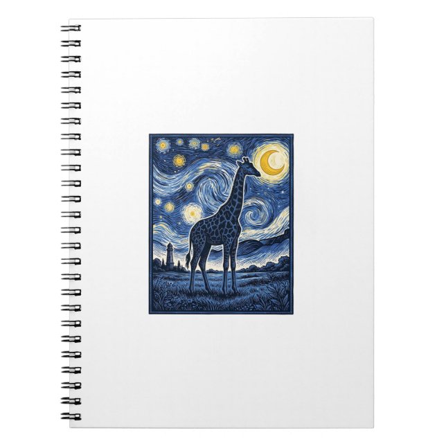 Caderno Espiral Girafa Noite Estrelada Vintage (Frente)