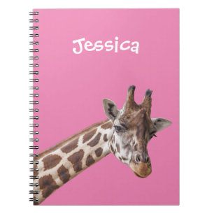 Caderno Espiral Girafa Retrato em Nome Rosa