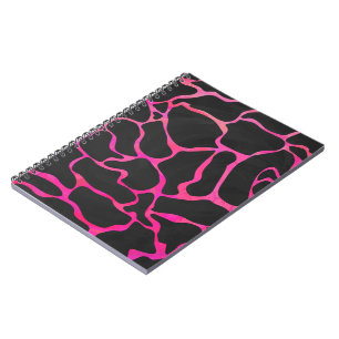 Caderno Espiral Girafa, rosa quente e Impressão preto