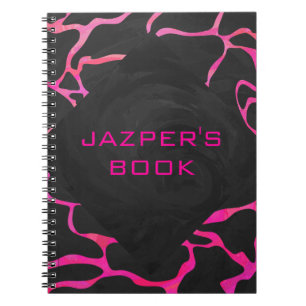 Caderno Espiral Girafa, rosa quente e Impressão preto