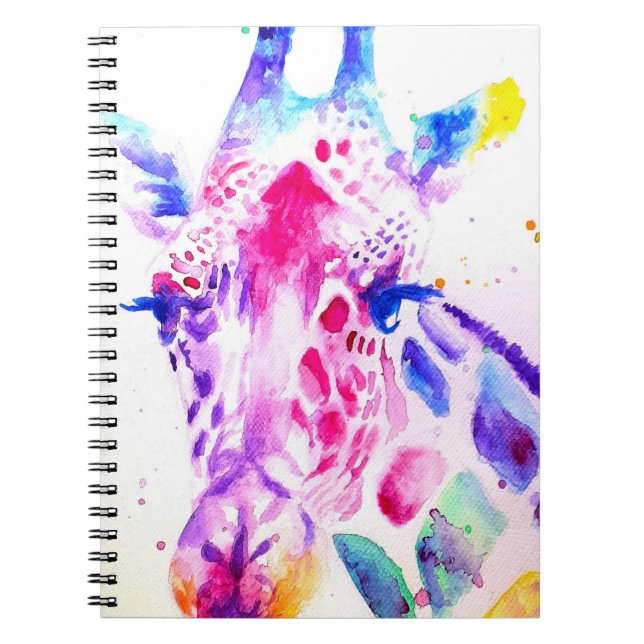 Caderno Espiral Girafa Watercolor Babies Purple Gifs Lavanda (Frente)