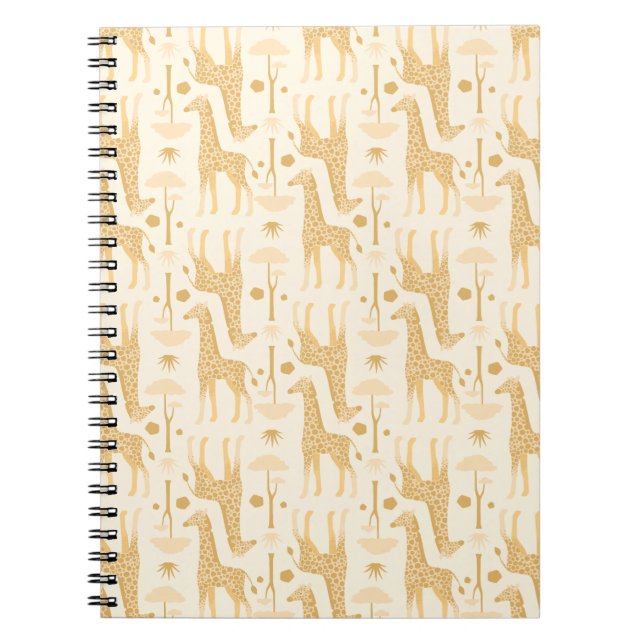 Caderno Espiral Girafas na savana em amarelo (Frente)