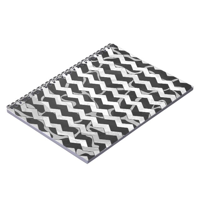 Caderno Espiral Giraffe Black e Cinza Chevron Patterno (Left Side)