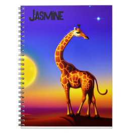 Caderno Espiral Giraffe drescape/moon/stars editável