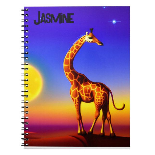 Caderno Espiral Giraffe drescape/moon/stars editável (Frente)