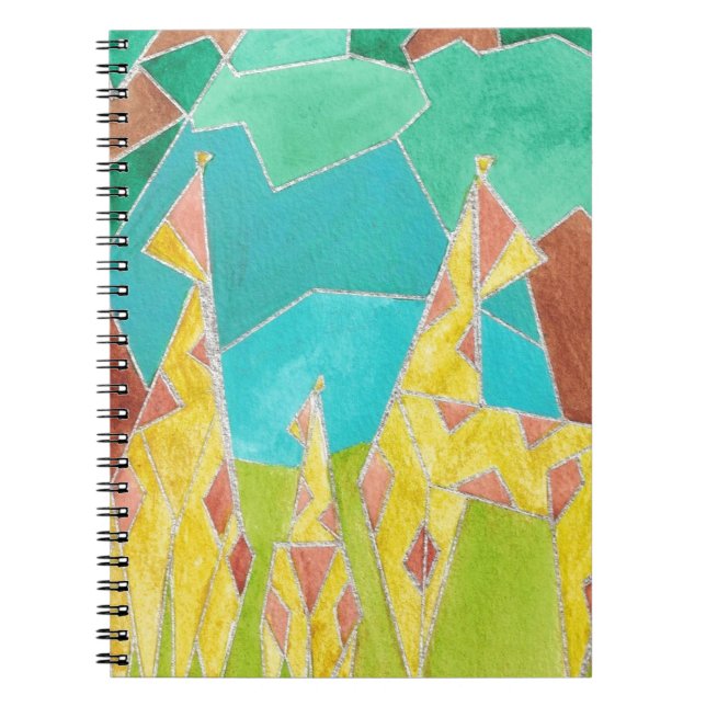 Caderno Espiral Giraffe Family Original Abstract Art (Frente)