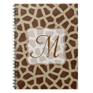 Caderno Espiral Giraffe Spot Animal Monograma Nota Inicial