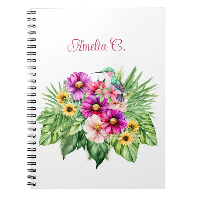 Caderno Espiral Girassóis alegres e tropicais (Frente)