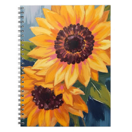 Caderno Espiral Girassóis Amarelos | Pintura Floral em Aquarela