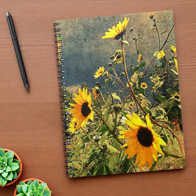 Caderno Espiral Girassóis Antes Das Nuvens De Tempestade (sunflower photo notebook cover)