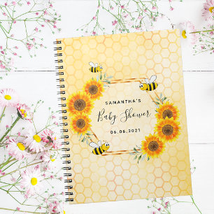 Caderno Espiral Girassóis de chás de fraldas de livros-convidados