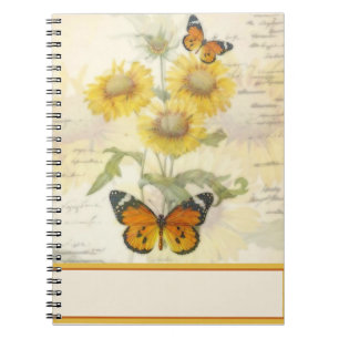 Caderno Espiral Girassóis e borboleta