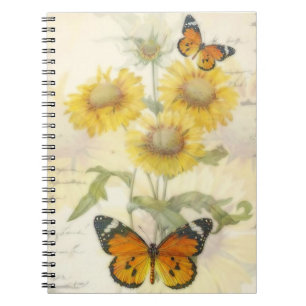 Caderno Espiral Girassóis e borboleta