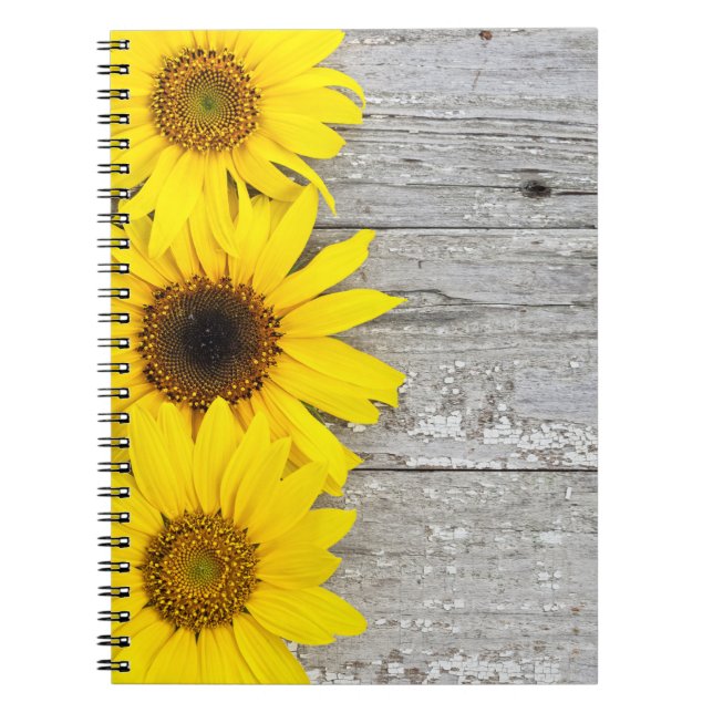 Caderno Espiral Girassóis em uma mesa (Frente)
