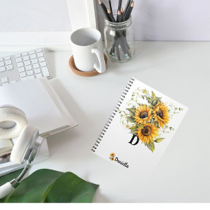 Caderno Espiral Girassóis Modernos Amarelo