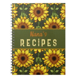 Caderno Espiral Girassol amarelo alaranjado com verde e castanho