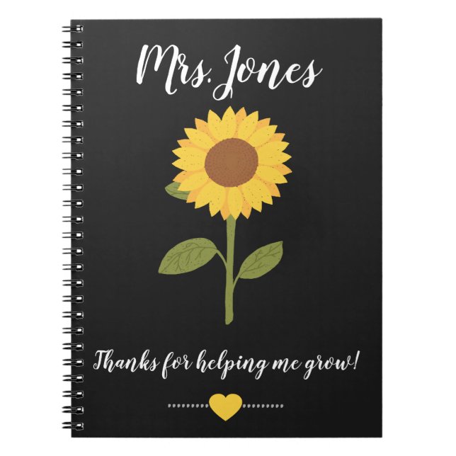 Caderno Espiral Girassol amarelo me ajudando a crescer (Frente)