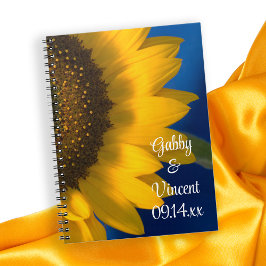 Caderno Espiral Girassol Amarelo no Casamento Azul