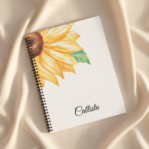 Caderno Espiral Girassol – Aquarela Minimalista