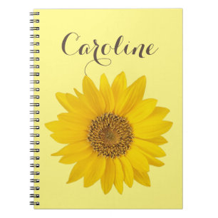 Caderno Espiral Girassol com nome personalizado amarelo-claro