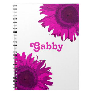 Caderno Espiral Girassol cor-de-rosa do pop art