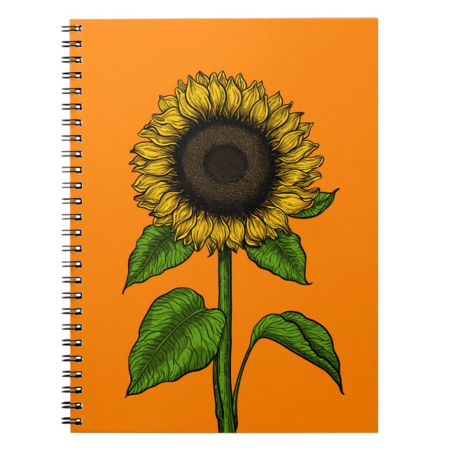 Caderno Espiral Girassol em laranja (Frente)