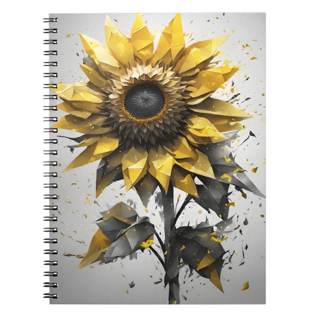 Caderno Espiral Girassol - Flores de aquarela (Frente)
