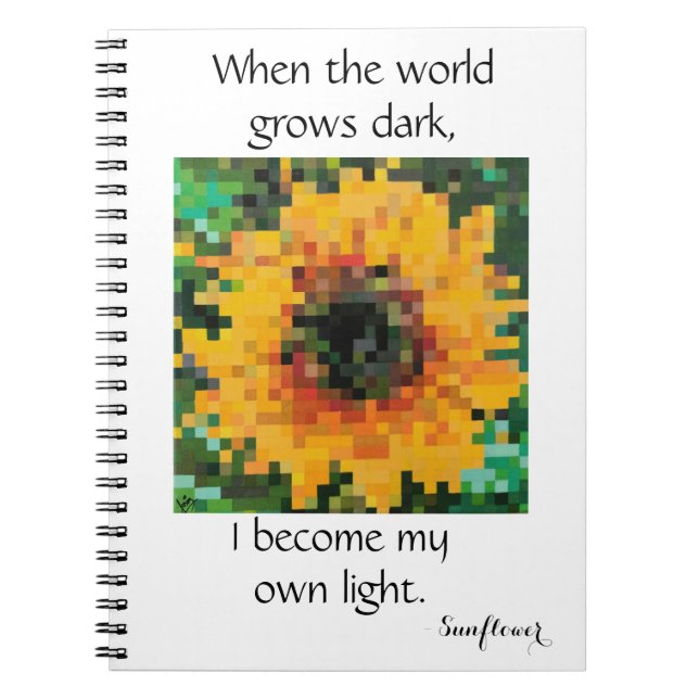 Caderno Espiral Girassol Pixel Radiante (Frente)