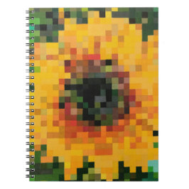 Caderno Espiral Girassol Radiante em Pixel Art